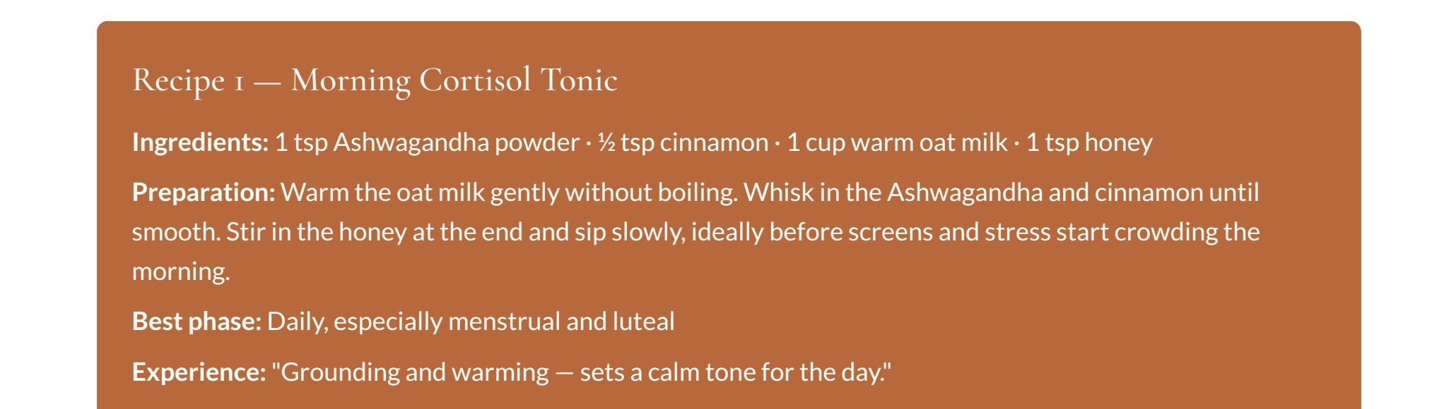 Preview page: Adaptogen rituals & recipes. From The PCOS Natural Reset guide.